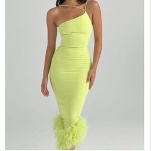 House of CB Alessia feather dress, size Large